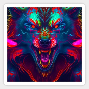 Psychedelic Colorful Werewolf Magnet